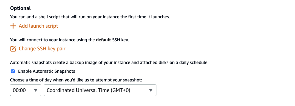 aws lightsail instance option